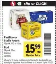 Safeway Pacifico or Stella Artois offer