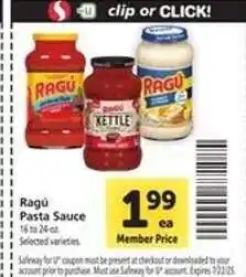 Safeway Ragú Pasta Sauce offer