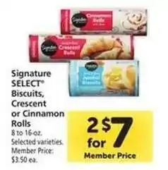 Safeway Signature SELECT Biscuits, Crescent or Cinnamon Rolls offer