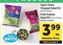 Safeway Taylor Farms Chopped Salad Kit & Fresh Express Salad Kit offer