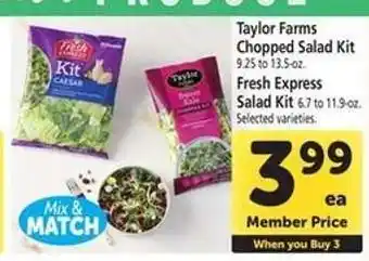 Safeway Taylor Farms Chopped Salad Kit & Fresh Express Salad Kit offer