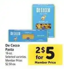 Safeway De Cecco Pasta offer