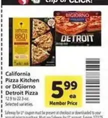 Safeway California Pizza Kitchen or DiGiorno Detroit Pizza offer