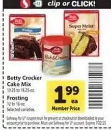 Safeway Betty Crocker Cake Mix offer