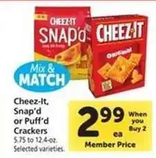 Safeway Cheez-It Snap'd or Puff'd Crackers offer