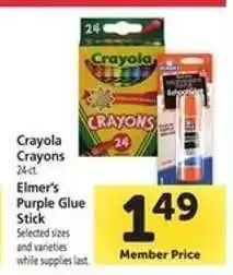 Safeway Crayola Crayons & Elmer’s Purple Glue Stick offer
