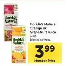 Safeway Florida's Natural Orange or Grapefruit Juice offer