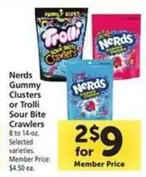 Safeway Nerds Gummy Clusters or Trolli Sour Bite Crawlers offer