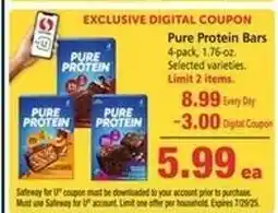 Safeway Pure Protein Bars offer