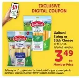 Safeway Galbani String or Stick Cheese offer