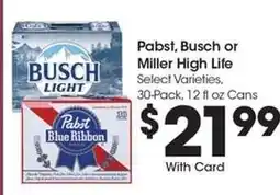 Kroger Pabst, Busch or Miller High Life offer