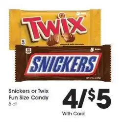 Kroger Snickers or Twix Fun Size Candy offer