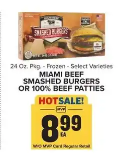 Food Lion Miami Beef Smashed Burgers or 100% Beef Patties offer