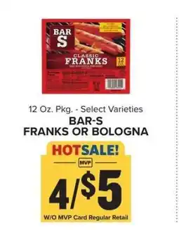 Food Lion Bar-S Franks or Bologna offer