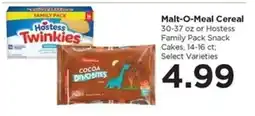 Food 4 Less Malt-O-Meal Cereal or Hostess Family Pack Snack Cakes offer