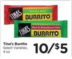 Food 4 Less Tina's Burrito offer