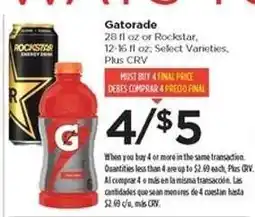 Food 4 Less Gatorade or Rockstar offer