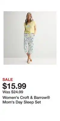 Kohl's Women's Croft & Barrow Mom's Day Sleep Set offer