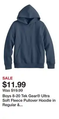 Kohl's Boys 8-20 Tek Gear Ultra Soft Fleece Pullover Hoodie in Regular & Husky offer