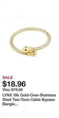 Kohl's LYNX 18k Gold-Over-Stainless Steel Two-Tone Cable Bypass Bangle Bracelet offer