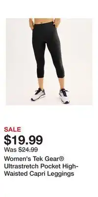 Kohl's Women's Tek Gear Ultrastretch Pocket High-Waisted Capri Leggings offer
