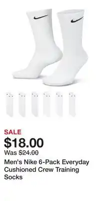 Kohl's Men's Nike 6-Pack Everyday Cushioned Crew Training Socks offer