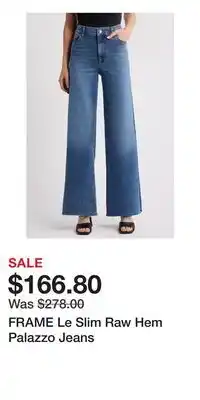 Nordstrom FRAME Le Slim Raw Hem Palazzo Jeans offer