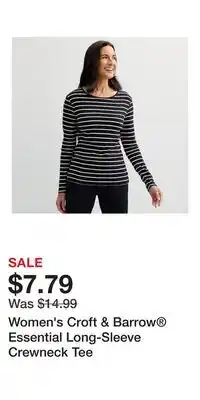 Kohl's Women's Croft & Barrow Essential Long-Sleeve Crewneck Tee offer