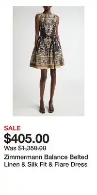 Nordstrom Zimmermann Balance Belted Linen & Silk Fit & Flare Dress offer