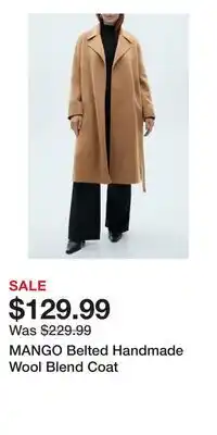 Nordstrom MANGO Belted Handmade Wool Blend Coat offer
