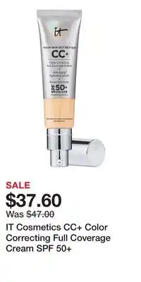 Nordstrom IT Cosmetics CC+ Color Correcting Full Coverage Cream SPF 50+ offer