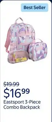 Walmart Eastsport Unisex 3-Piece Combo Backpack with Lunch Box and Pouch, Diamond Pattern offer