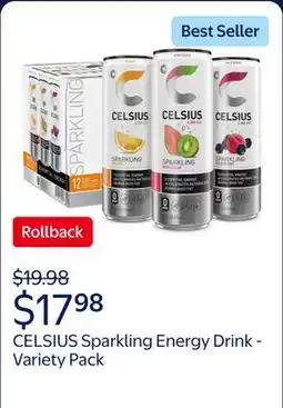 Walmart CELSIUS Sparkling Original Variety Pack, Functional Energy Drink offer
