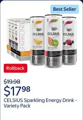 Walmart CELSIUS Sparkling Original Variety Pack, Functional Energy Drink offer