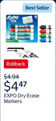 Walmart EXPO Dry Erase Markers, Chisel Tip, Assorted Colors offer
