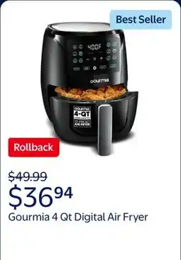 Walmart Gourmia 4 Qt Digital Air Fryer with Guided Cooking, Black GAF486 offer