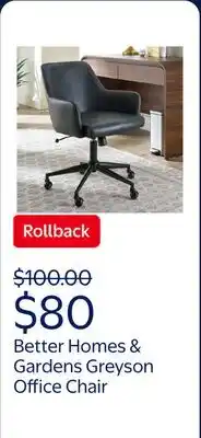 Walmart Better Homes & Gardens Greyson Office Chair, Black offer