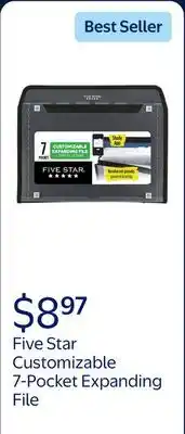 Walmart Five Star Customizable 7-Pocket Expanding File - Black (350099A-WMT) offer