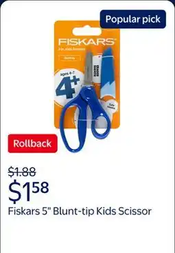 Walmart Fiskars 5 Blunt-tip Kids Scissor Ages 4-7, Blue offer