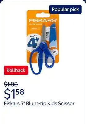 Walmart Fiskars 5 Blunt-tip Kids Scissor Ages 4-7, Blue offer
