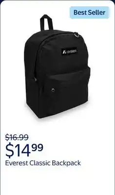 Walmart Everest Classic Backpack 16.5 Black, All Ages, Unisex offer