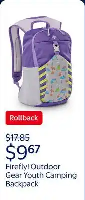Walmart Firefly! Outdoor Gear Youth Outdoor Camping Backpack - Purple (10 Liter), Kids Backpack offer