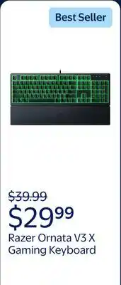 Walmart Razer Ornata V3 X Full-Size Wired Membrane Gaming Keyboard for PC, Chroma RGB, Wrist Rest, Black offer