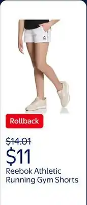 Walmart Reebok Girl's Athletic Running Gym Shorts offer