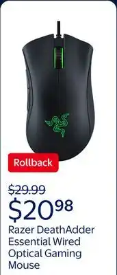 Walmart Razer DeathAdder Essential Wired Optical Gaming Mouse for PC, 5 Buttons, Black offer