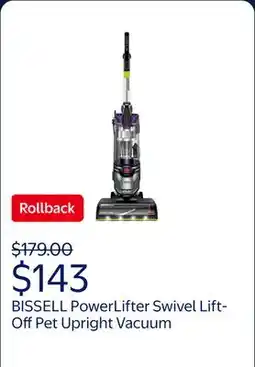 Walmart BISSELL PowerLifter Swivel Lift-Off Pet Upright Vacuum 2920F offer