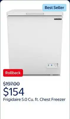 Walmart Frigidaire 5.0 Cu. ft. Chest Freezer, White , EFRF5003 offer