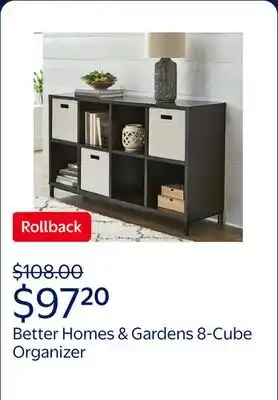 Walmart Better Homes & Gardens 8-Cube Organizer with Metal Base, Espresso offer
