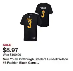 Dick's Sporting Goods Nike Youth Pittsburgh Steelers Russell Wilson #3 Fashion Black Game Jersey offer