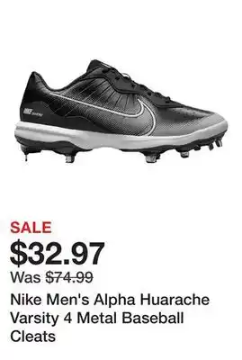 Dick's Sporting Goods Nike Men's Alpha Huarache Varsity 4 Metal Baseball Cleats offer